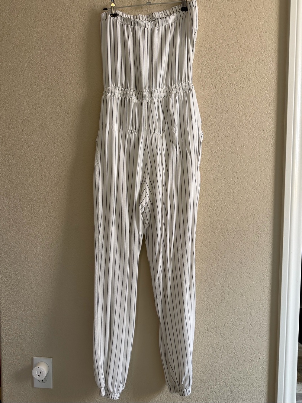HYFVE White Strapless Vertical-Stripe Jumpsuit - Picture 4 of 5